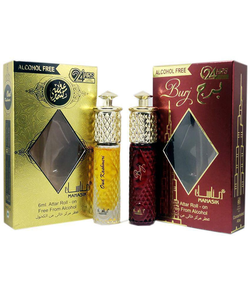 MANASIK  OUD KASHMERI & BURJ Concentrated   Attar Roll On 6ml .  ( COMBO SET )