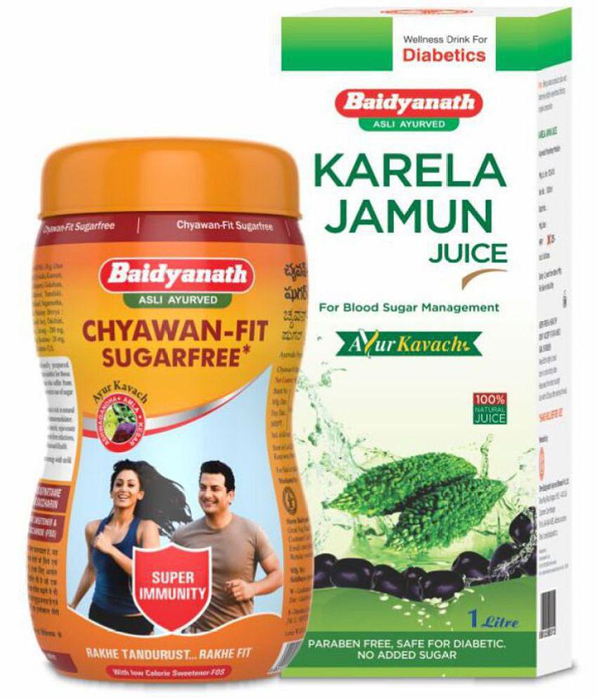 Baidyanath Diabetic Wellness Kit, Chyawanfit 1 kg + Karela Jamun Juice 1 L