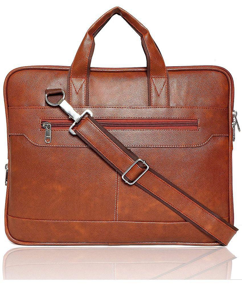 Latest Men krishiv - Tan Synthetic Leather Office Bag - Tan 2025 at ShopCircuit | ONDC