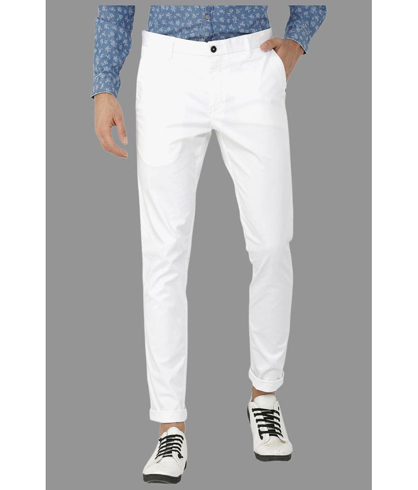 HALOGEN White Regular Chinos ( Pack of 1 ) - None