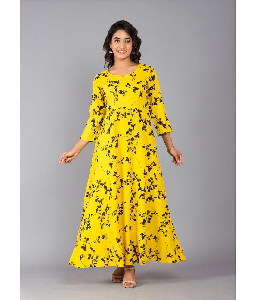 Luxurious Men Frionkandy - Yellow Rayon Women's Fit & Flare Dress ( Pack of 1 ) - None 2025 at S