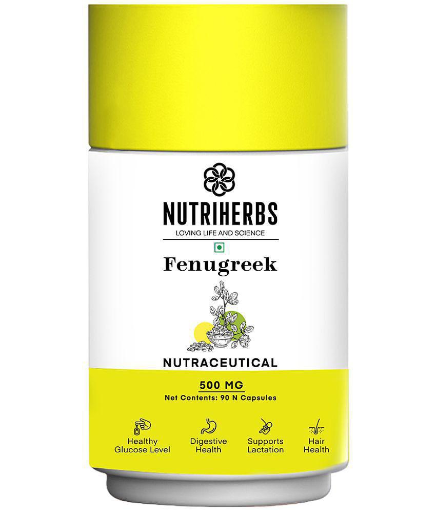 Nutriherbs Fenugreek Seed Extract 500 mg Methi 100% Natural & Organic - 90 Capsules | For Feeding Mother Nutrition