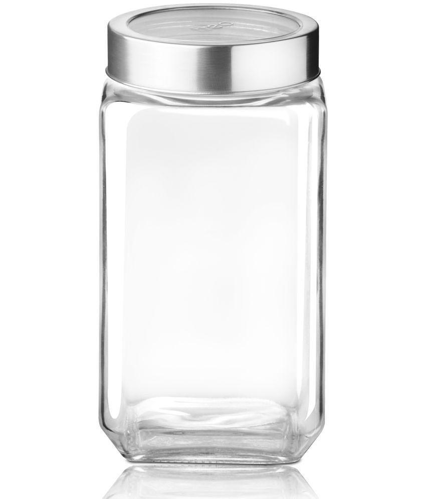 Treo By Milton Cube Storage Glass Jar, 2250 ml, Transparent | Storage Jar | Modular | Kitchen Organizer | Air Tight | Modular | Multipurpose Jar | BPA Free - Transparent