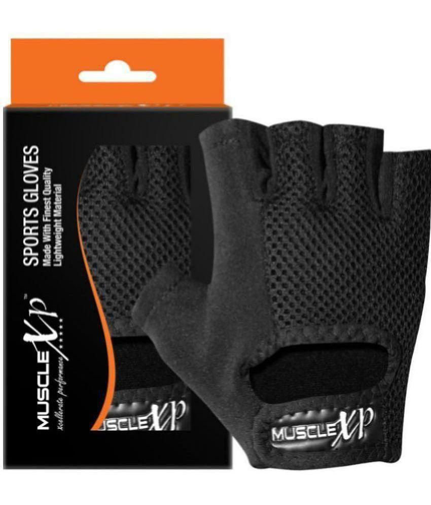 MuscleXP - Black Gym Gloves ( 1 Pair ) - One Size