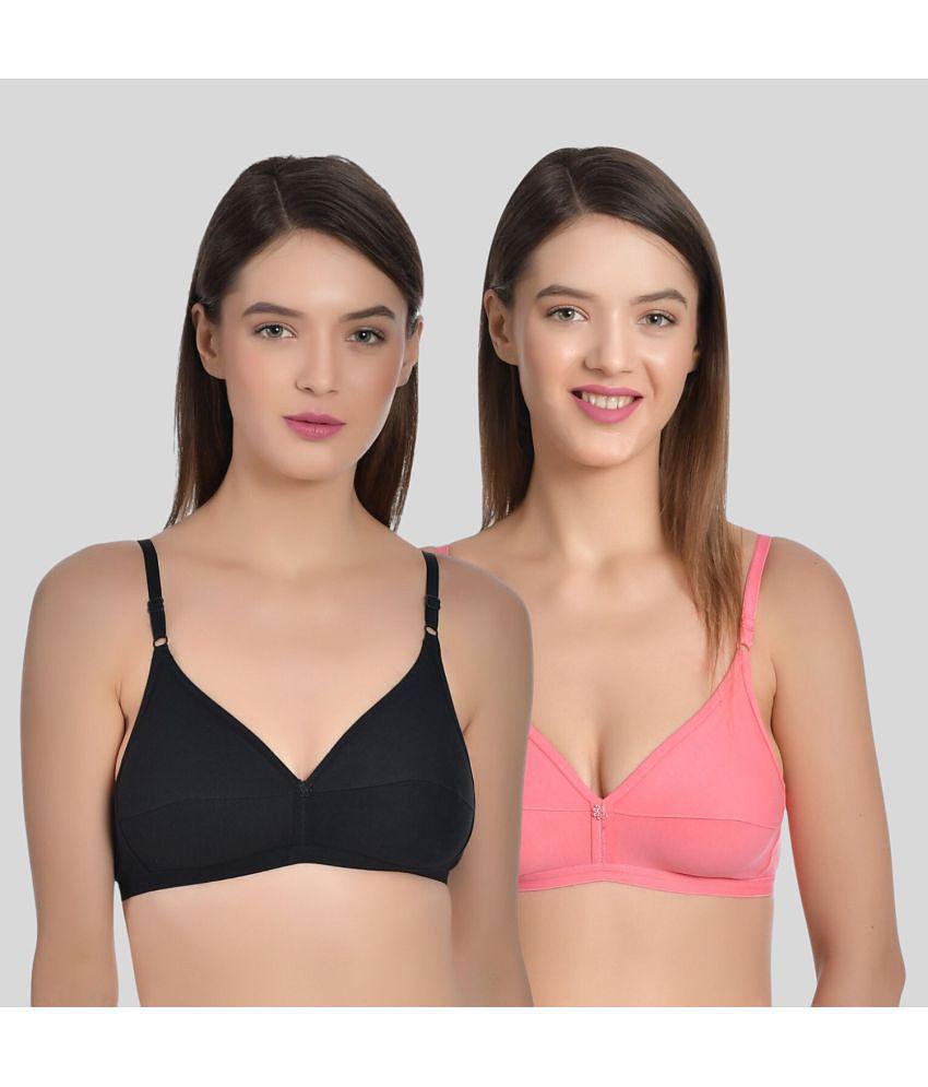 AIMLY - Pink Cotton Non Padded Women's T-Shirt Bra ( Pack of 2 ) - None