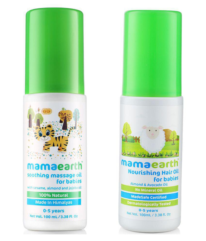 Mamaearth Soothing Massage Oil for Babies (100 ml, 0-5 Yrs) änd Nourishing Hair Oil for Babies 100ml (0-10 Years)