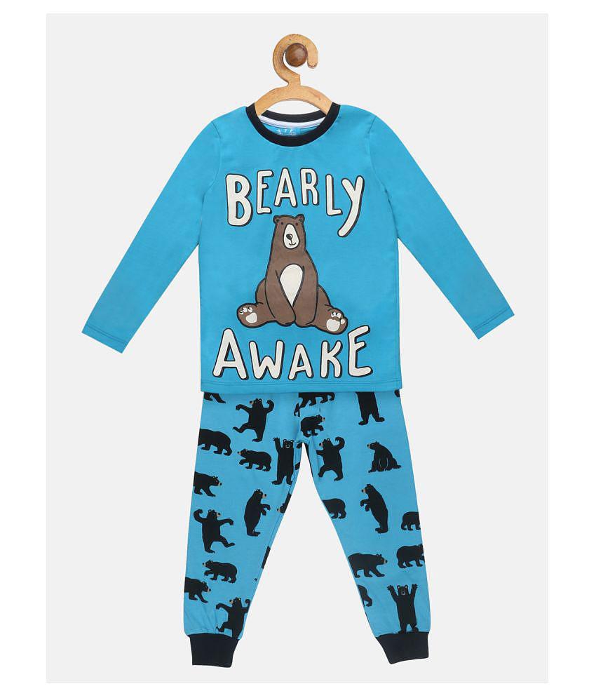 Lazy Shark Little Marine Printed Boys Boys Nightwear set - None