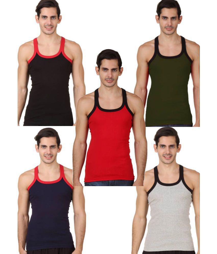 HAP - Multicolor Cotton Men's Vest  ( Pack of 5 ) - None