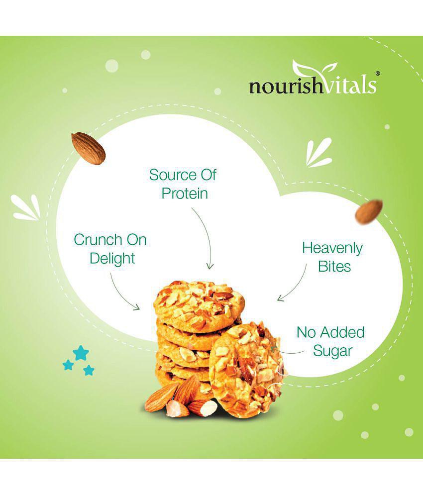 NourishVitals Multigrain Sugar Free Cookies + Almond Sugar Free Cookies, Heavenly Bites, Source of Protein, Crunchy Delights, Genius Snack, No Added Sugar, 120g Each