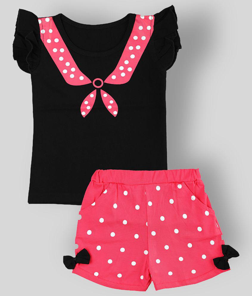 Elegant Men CATCUB - Black Cotton Blend Top & Shorts For Baby Girl ( Pack of 1 ) - None 2025 at 