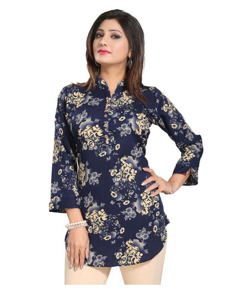 Luxurious Men Meher Impex - Multicolor Crepe Women's Straight Kurti ( Pack of 1 ) - M 2025 at Sh