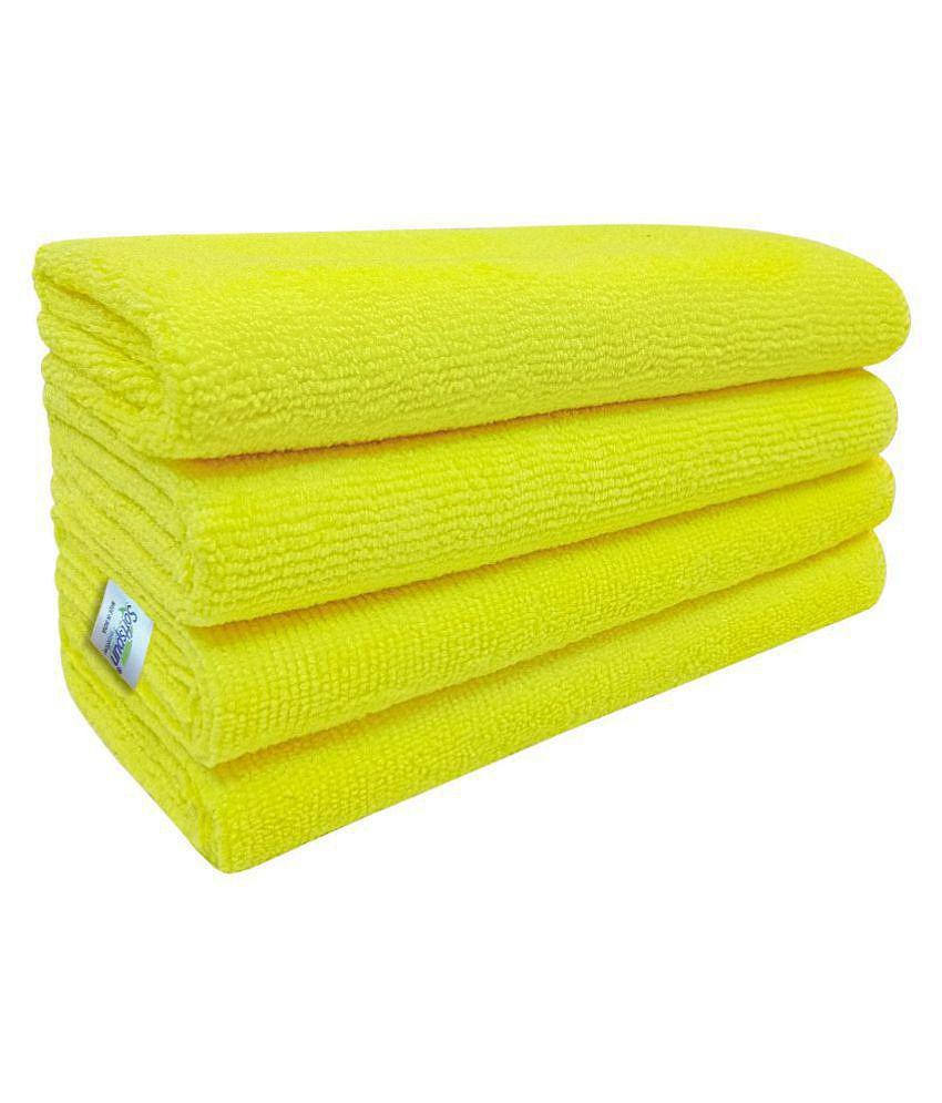 SOFTSPUN Microfiber Cleaning Cloths, 3pcs 40x40cms 340GSM Yellow! Highly Absorbent, Lint and Streak Free, Multi -Purpose Wash Cloth for Kitchen, Car, Window, Stainless Steel, Silverware.