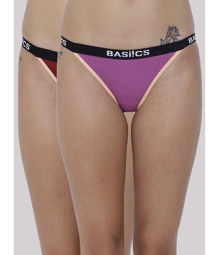 Top Men BASIICS By La Intimo - Multicolor BCPBR090B Cotton Lycra Solid Womens Crotchless ( Pack 