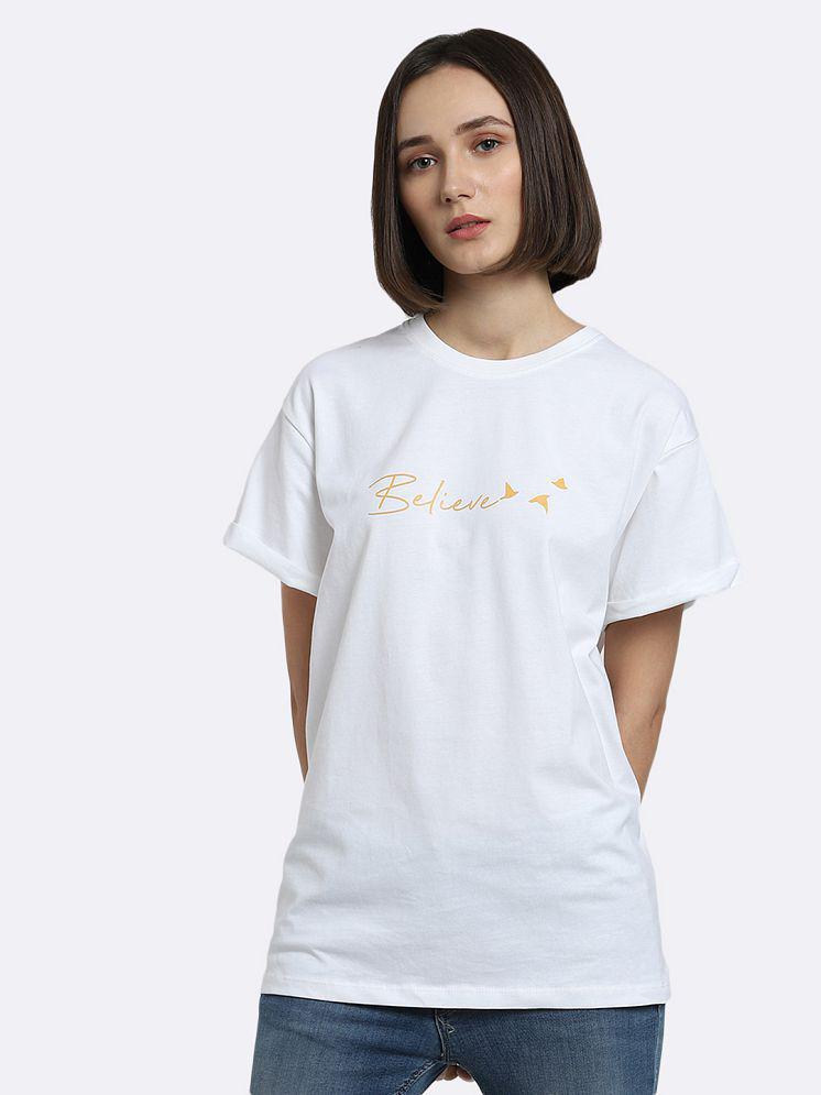 Bewakoof - White Cotton Loose Women's T-Shirt ( Pack of 1 ) - None