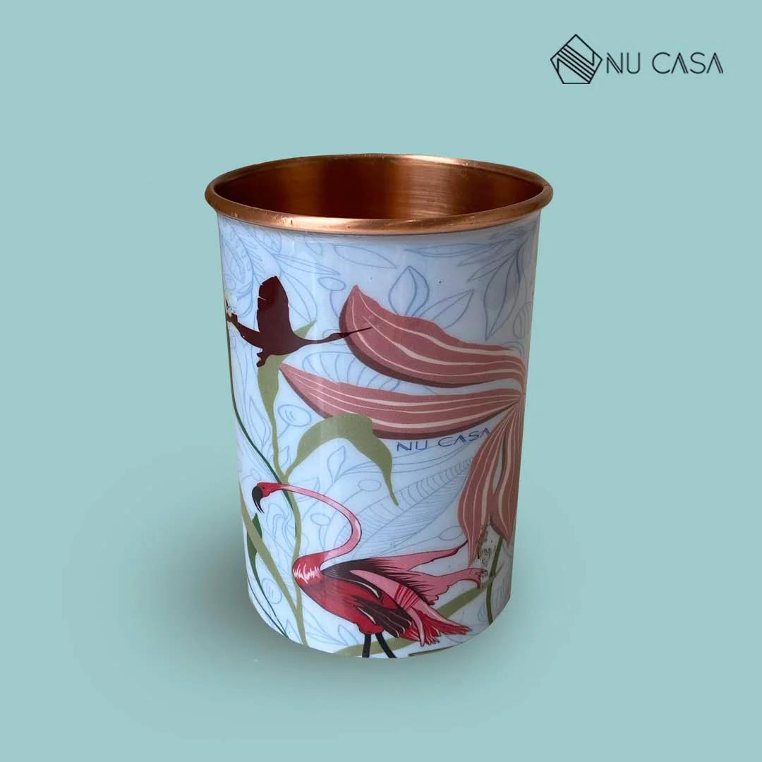 Flamingo Print Pure Copper Glass