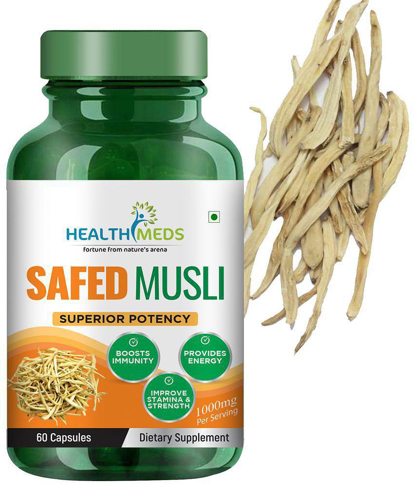 HEALTHMEDS Safed Musli Extract Capsules Supports Immunity, Improves Strength 1000mg - 60 Capsules (Pack of 1)