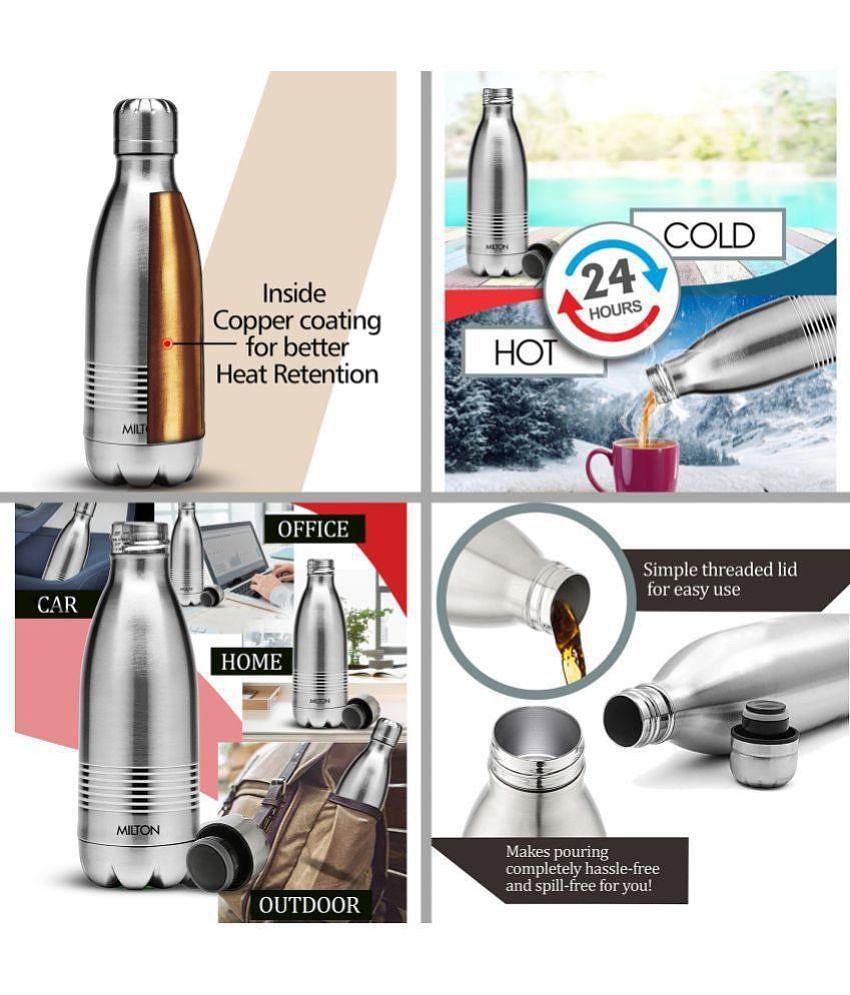 Milton Combo Set Go Electro 1.2 Ltrs Electric Kettle and Duo DLX 350 ml- Silver Thermosteel Hot or Cold Stainless Steel Water Bottle