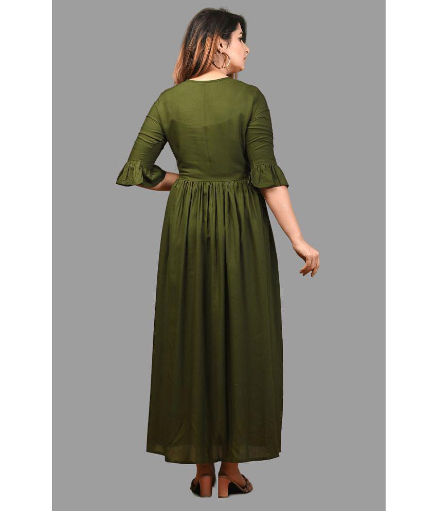 Exclusive Men Frionkandy - Green Rayon Women's Gown ( Pack of 1 ) - None 2025 at ShopCircuit | O