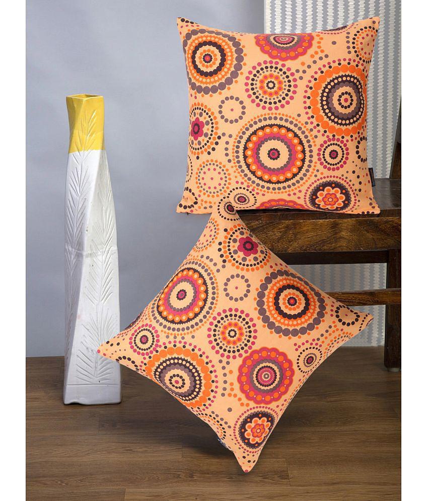 mezposh Set of 2 Others Cushion Covers 50X50 cm (20 X 20) - Orange