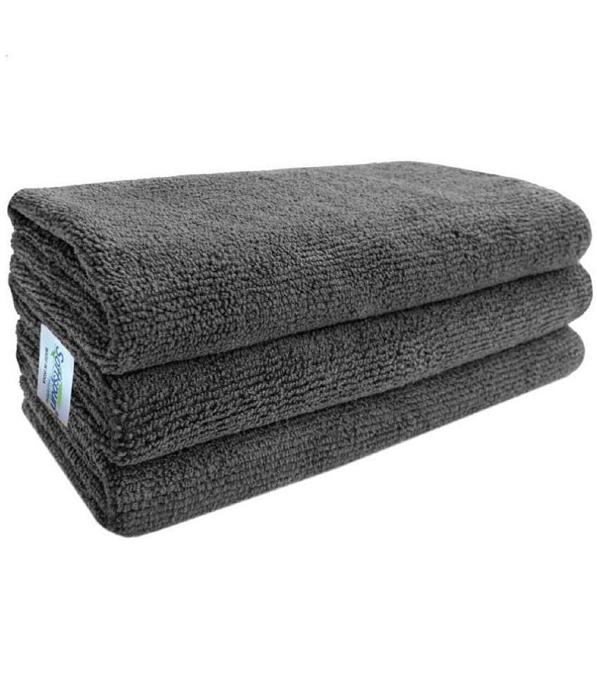 SOFTSPUN Microfiber Cloth - 3 pcs - 40x40 cms - 340 GSM Grey- Thick Lint & Streak-Free Multipurpose Cloths - Automotive Microfibre Towels for Car Bike Cleaning Polishing Washing & Detailing