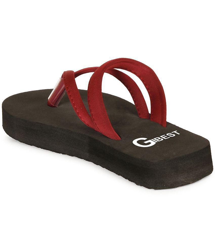 GBest - Maroon Women's Thong Flip Flop - None