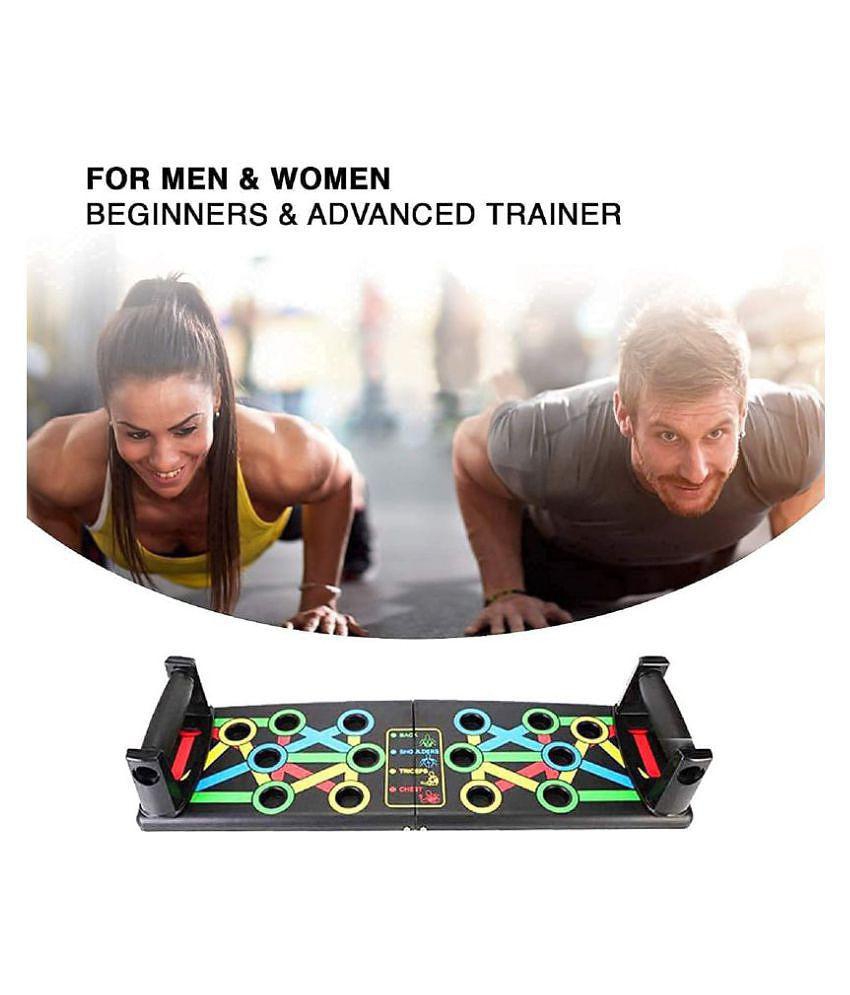 Push Up Board -with 14-in-one Muscle Toning System, Multifunctional Colour Coded Foldable Push up Board for Body - Black