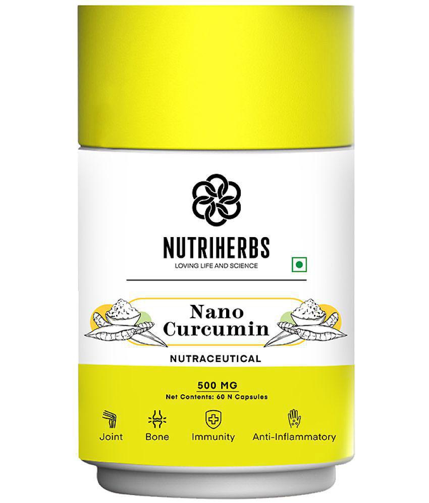 Nutriherbs Nano Curcumin Extract 500 mg 100% Natural Turmeric Extract - 60 Capsules | Powerful Anti-inflammatory, Antioxidant | Pain Reliever For Men and Women