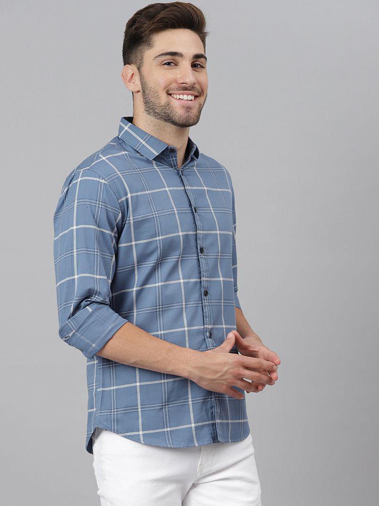 Premium Men Dennis Lingo - Blue 100% Cotton Slim Fit Men's Casual Shirt ( Pack of 1 ) - None 202