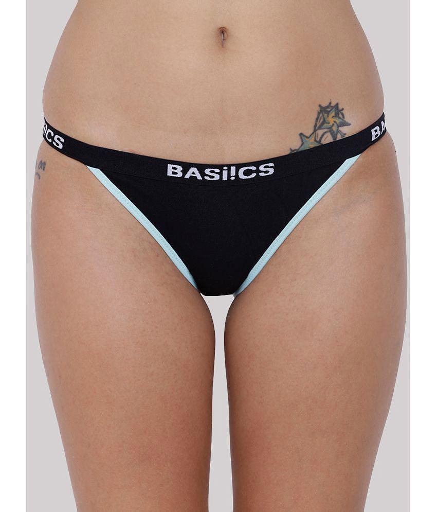 Premium Men BASIICS By La Intimo - Black BCPBR09 Cotton Lycra Solid Women's Crotchless ( Pack of