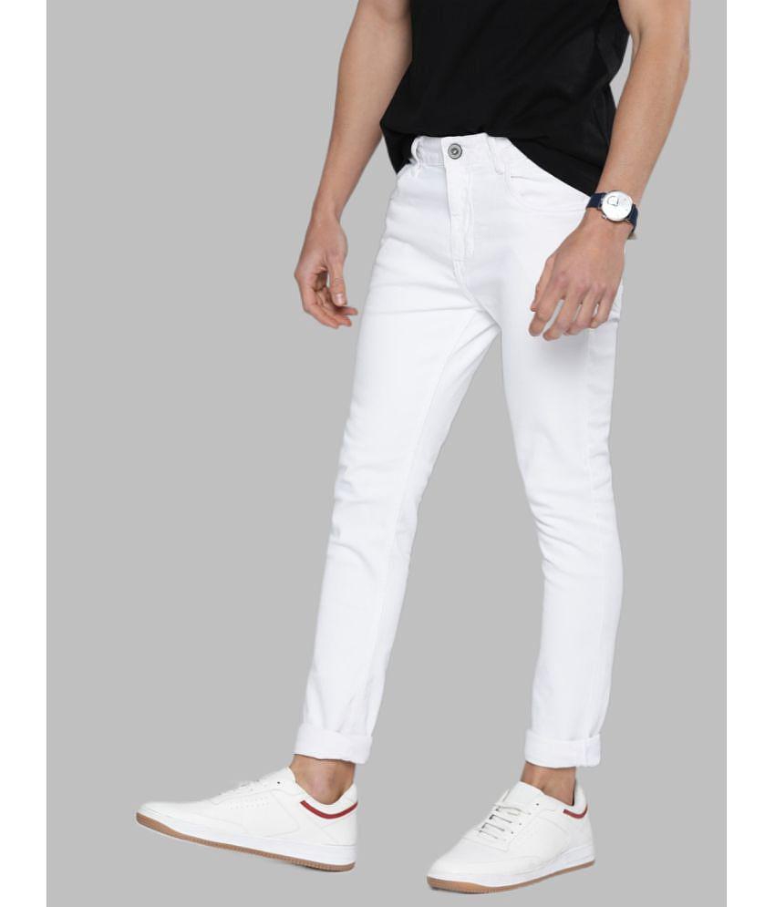 HALOGEN - White Denim Slim Fit Men''s Jeans ( Pack of 1 ) - None