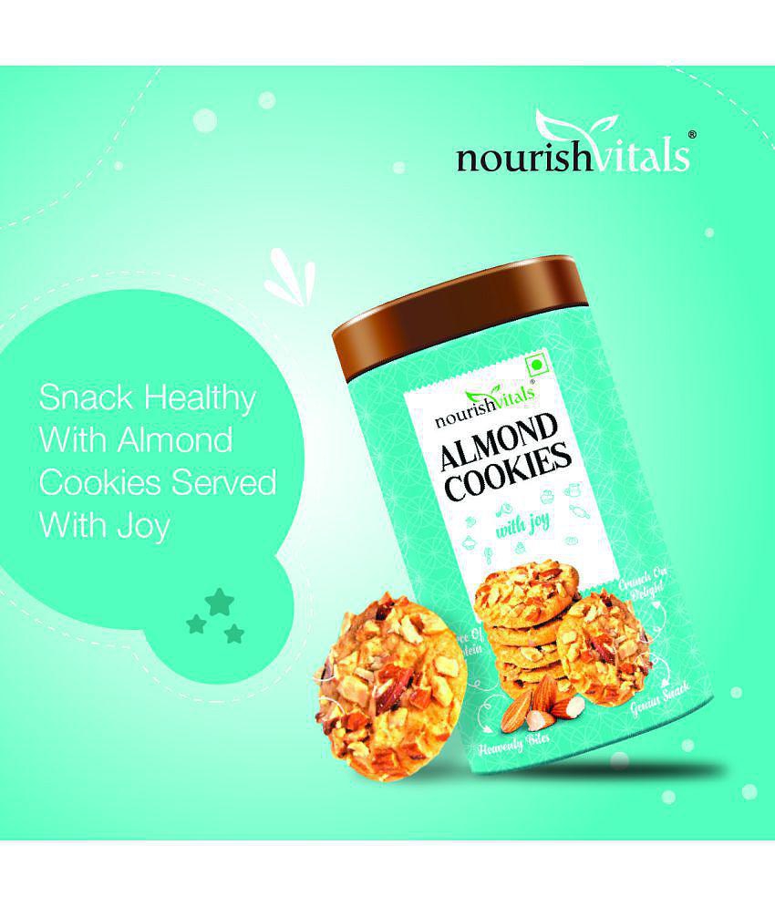 NourishVitals Almond Cookies, Heavenly Bites, Source of Protein, Crunchy Delights, Genius Snack,120g