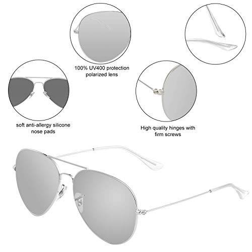 Bio-th Polarized Aviator Sunglasses for Unisex UV Protection Metal Mirror Frame