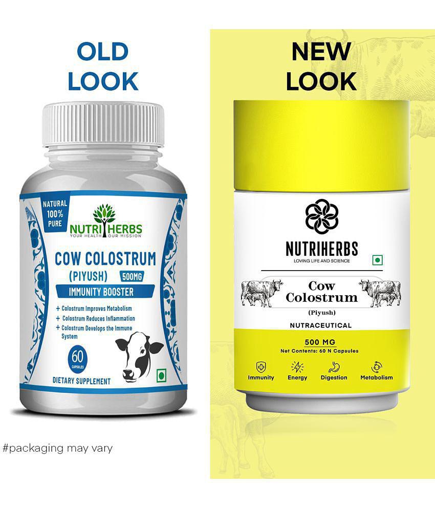 Nutriherbs Cow Colostrum  500 mg - 60 Capsules | Helps to Immunity Booster | Improves Appetite for Men and Women