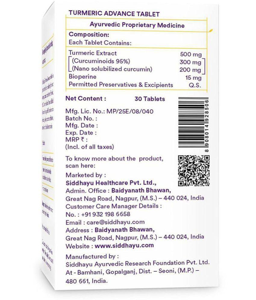 SIDDHAYU Turmeric Advance Nano Curcumin Tablet 30 no.s Pack Of 1