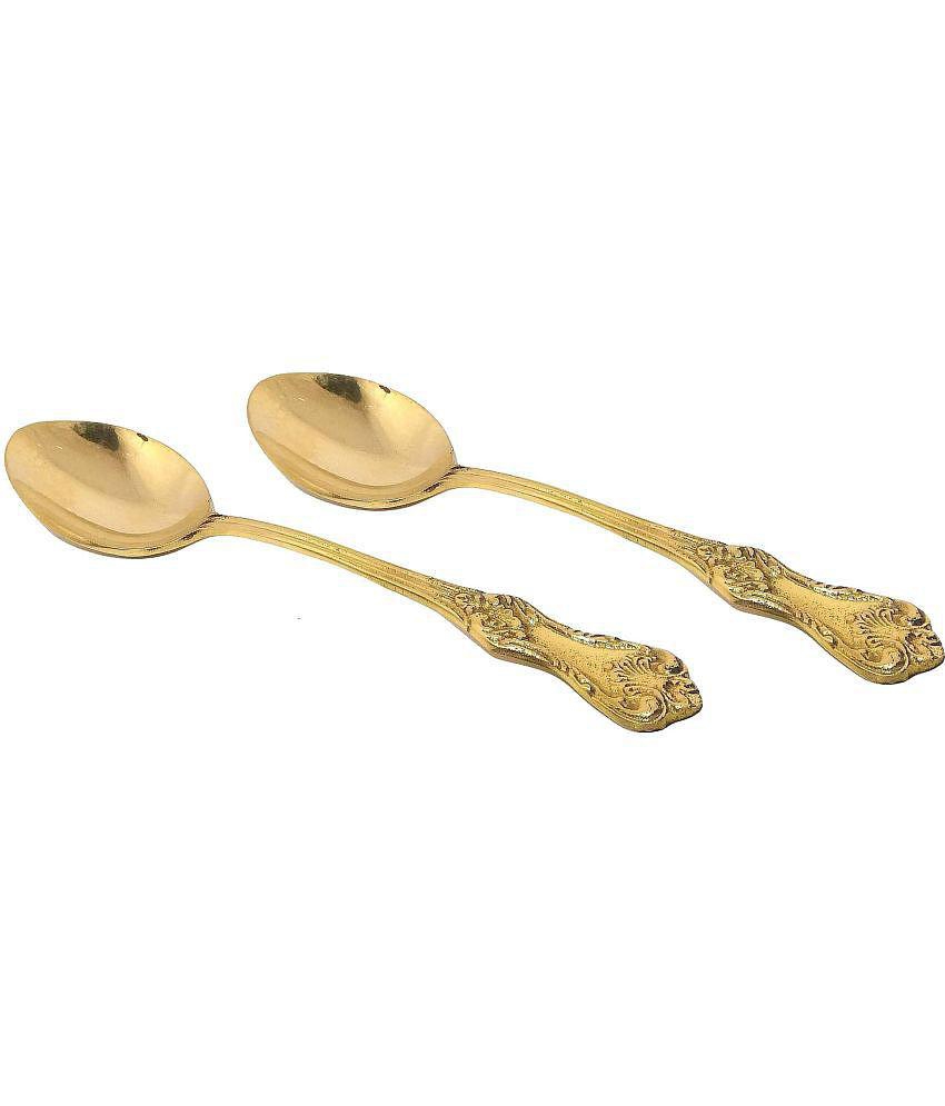 A & H ENTERPRISES - Brass Brass Dessert Spoon ( Pack of 2 ) - Brass