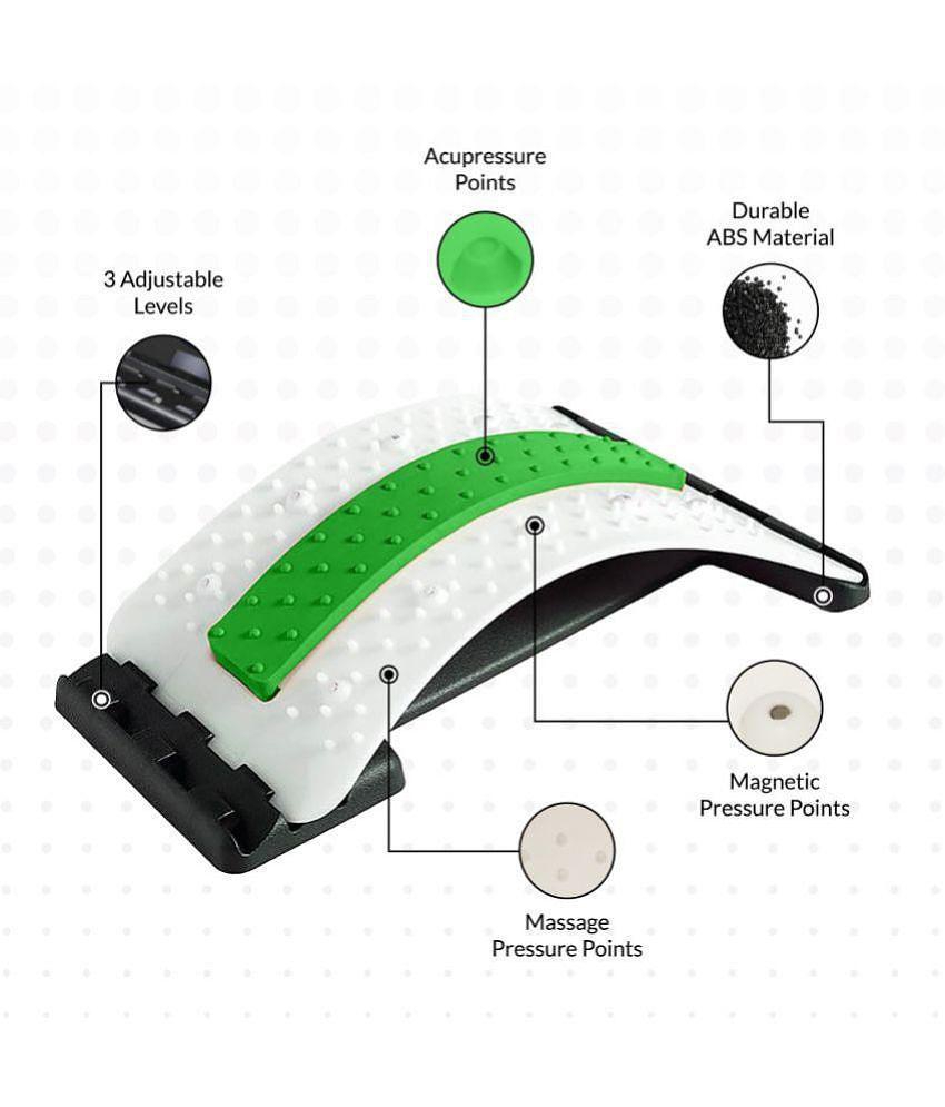 Expertomind Back Stretcher Green | Back Pain Relief & Posture Support | With Chair Strap | Durable ABS Material | 96 Pressure & 10 Magnetic Points - Free Size