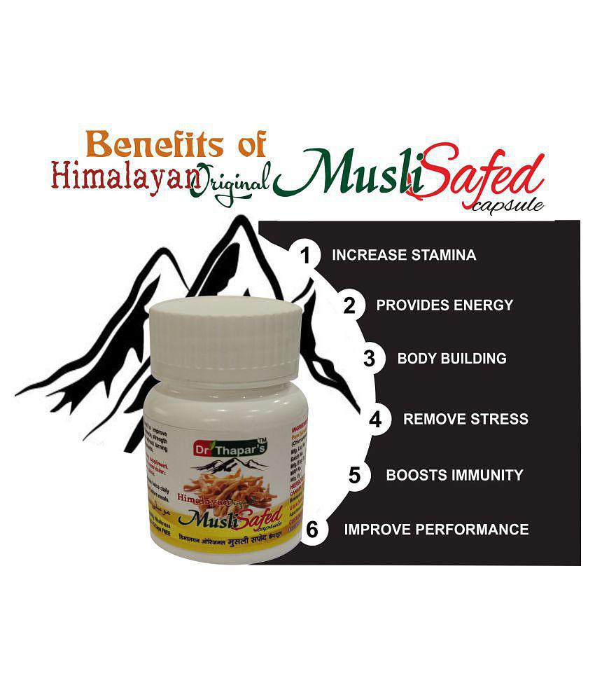 SAFED MUSLI HIMALAYAN ORIGINAL By DR.THAPAR 25+5 Free Capsule 500 mg