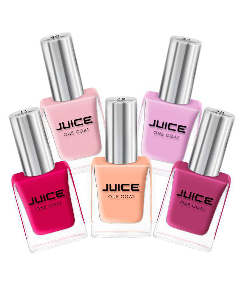 Juice RED,TAFFY,PINK,PEACH,ORANGE Nail Polish 11,31,42,46,78 Multi Glossy Pack of 5 55 mL