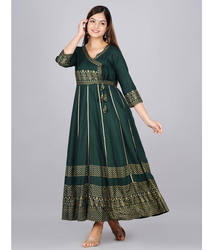 Glorious - Green Rayon Women's Anarkali Kurti ( Pack of 1 ) - None