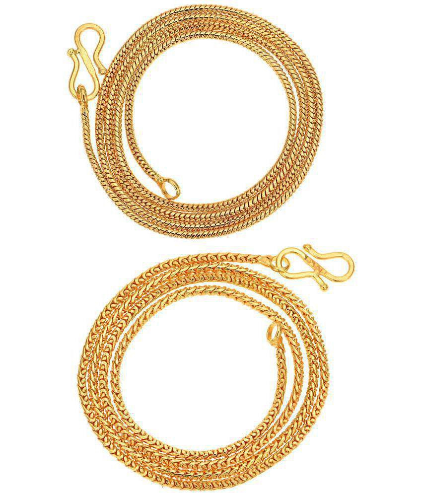 Premium Men AanyaCentric Combo of 2 Gold Plated 28inches Long Fashion Chain - None 2025 at ShopC
