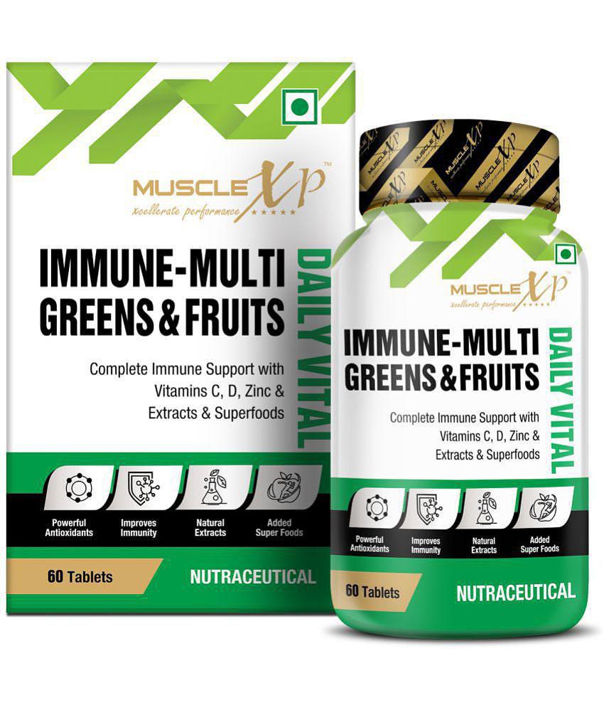 MuscleXP Immune-Multi Greens & Fruits - Complete Immune Support with Vitamin C, D, Zinc & Extracts & Superfoods, 60 Tablets