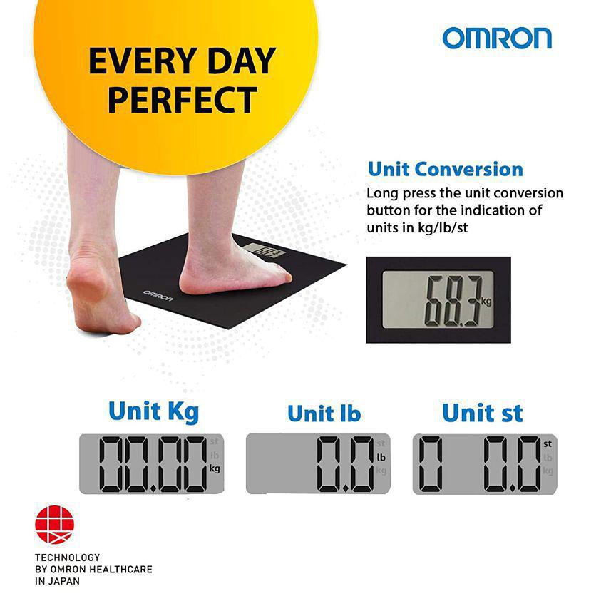 Omron HN 289 (Black) Automatic Personal Digital Weight Machine With Large LCD Display and 4 Sensor Technology For Accurate Weight Measurement 