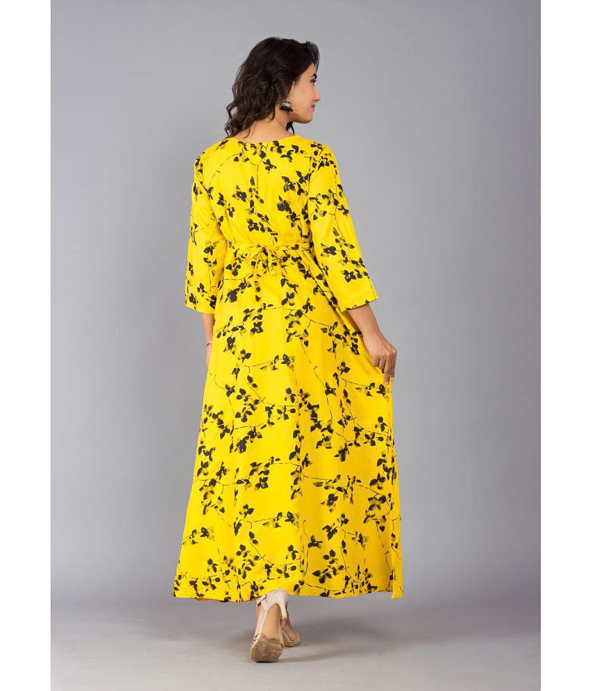 Luxurious Men Frionkandy - Yellow Rayon Women's Fit & Flare Dress ( Pack of 1 ) - None 2025 at S