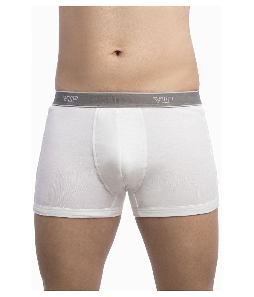 VIP - White Cotton Blend Men's Trunks ( Pack of 4 ) - 100