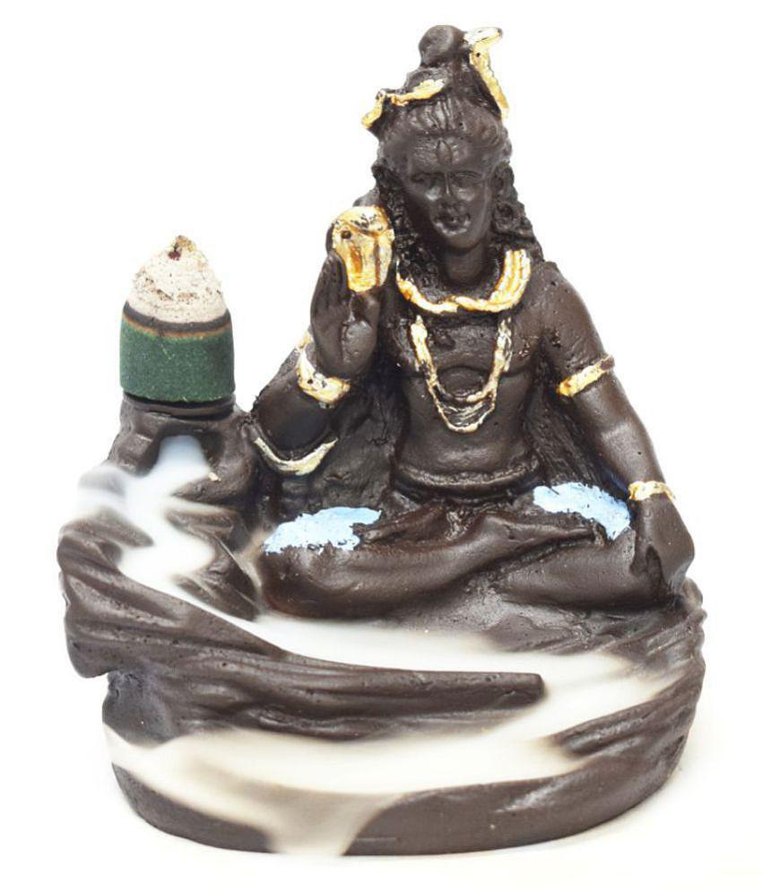 GBuzz Lord Shiva Smoke BackFlow Cone Incense Holder With 10 Cone - Smoke Backflow Showpiece 11 cm