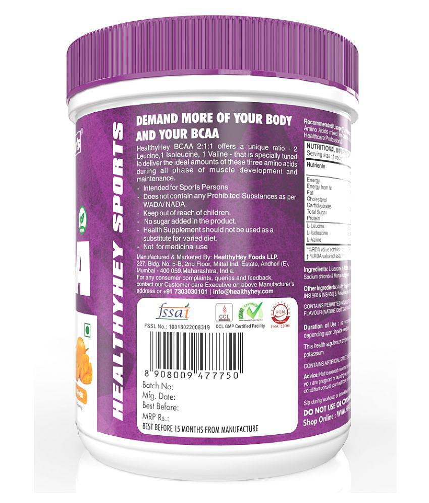 HEALTHYHEY NUTRITION BCAA Powder Instantized 2:1:1 - 66 servings 400 gm