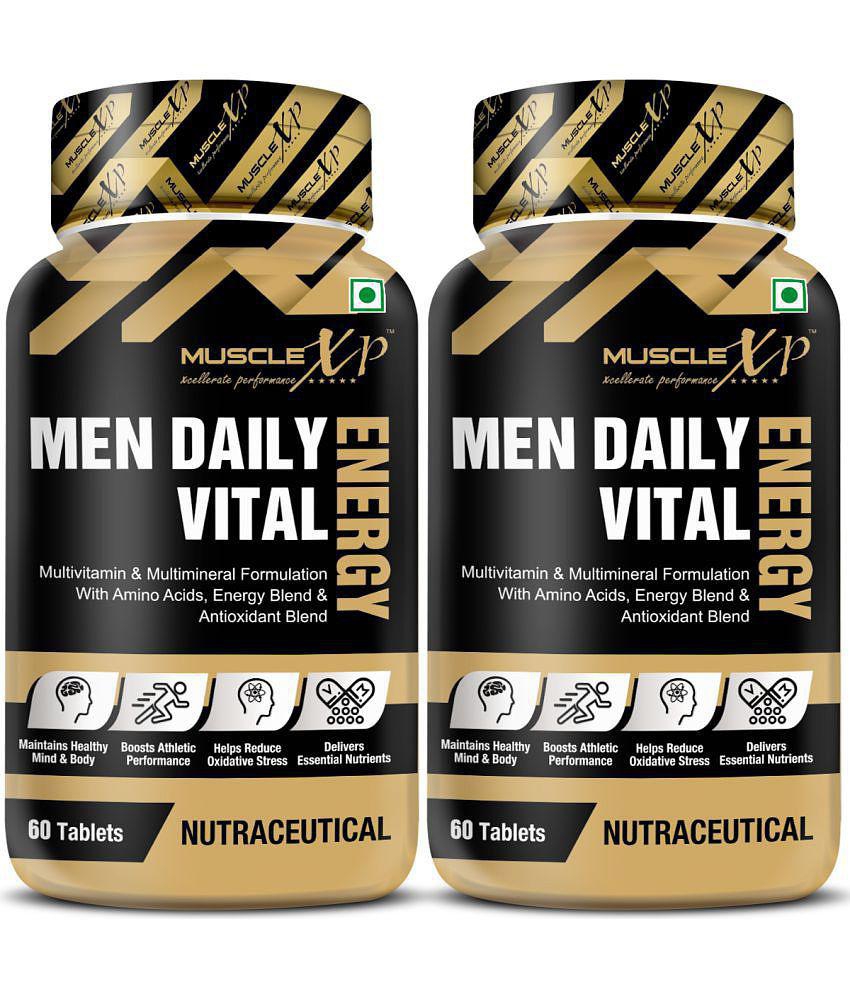 MuscleXP Men Daily Vital Energy With Multivitamins, Multiminerals, Amino Acids, Caffeine and Energy Blend - 60 Tablets Pack of 2