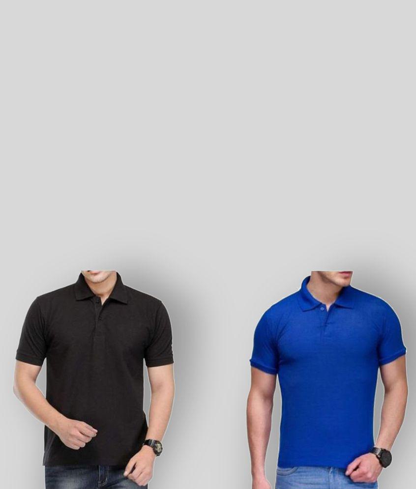 FASHION365 - Multicolor Cotton Blend Slim Fit Men's Polo T Shirt ( Pack of 2 ) - None