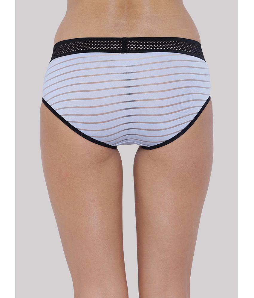 Top Men BASIICS By La Intimo - Light Blue BCPBR01 Polyester Striped Womens Briefs ( Pack of 1 ) 