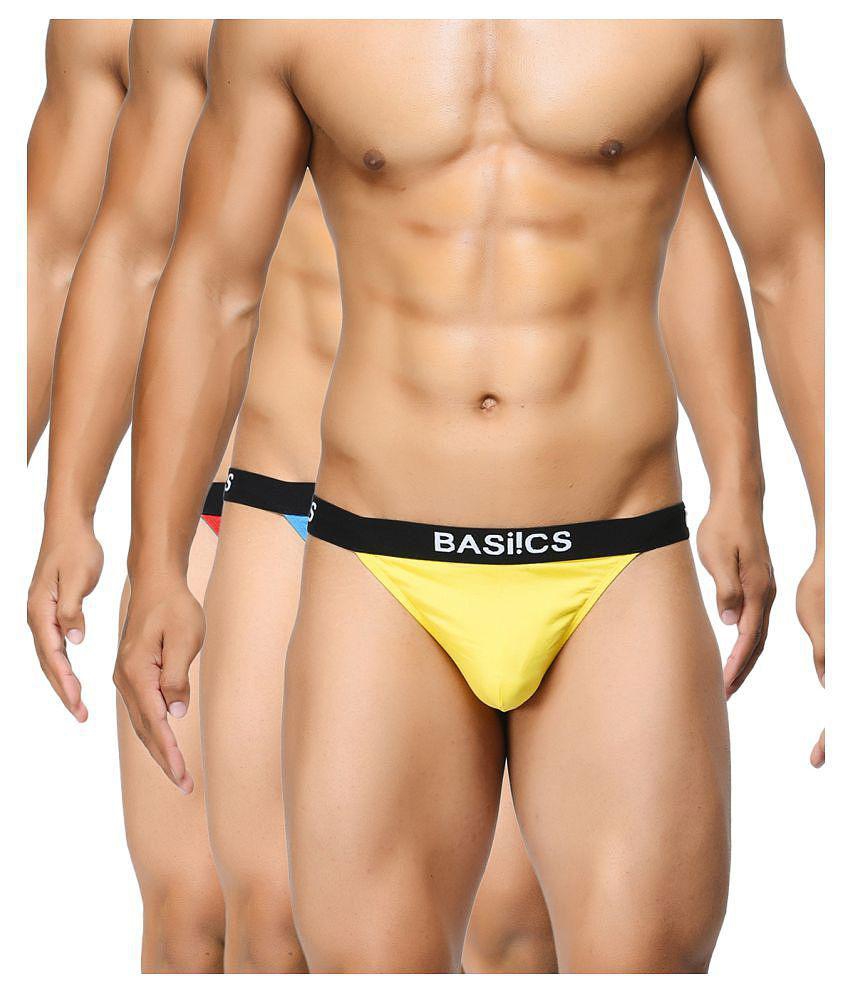 Sophisticated Men BASIICS By La Intimo - Multicolor Cotton Blend Mens Thongs ( Pack of 3 ) - L 2